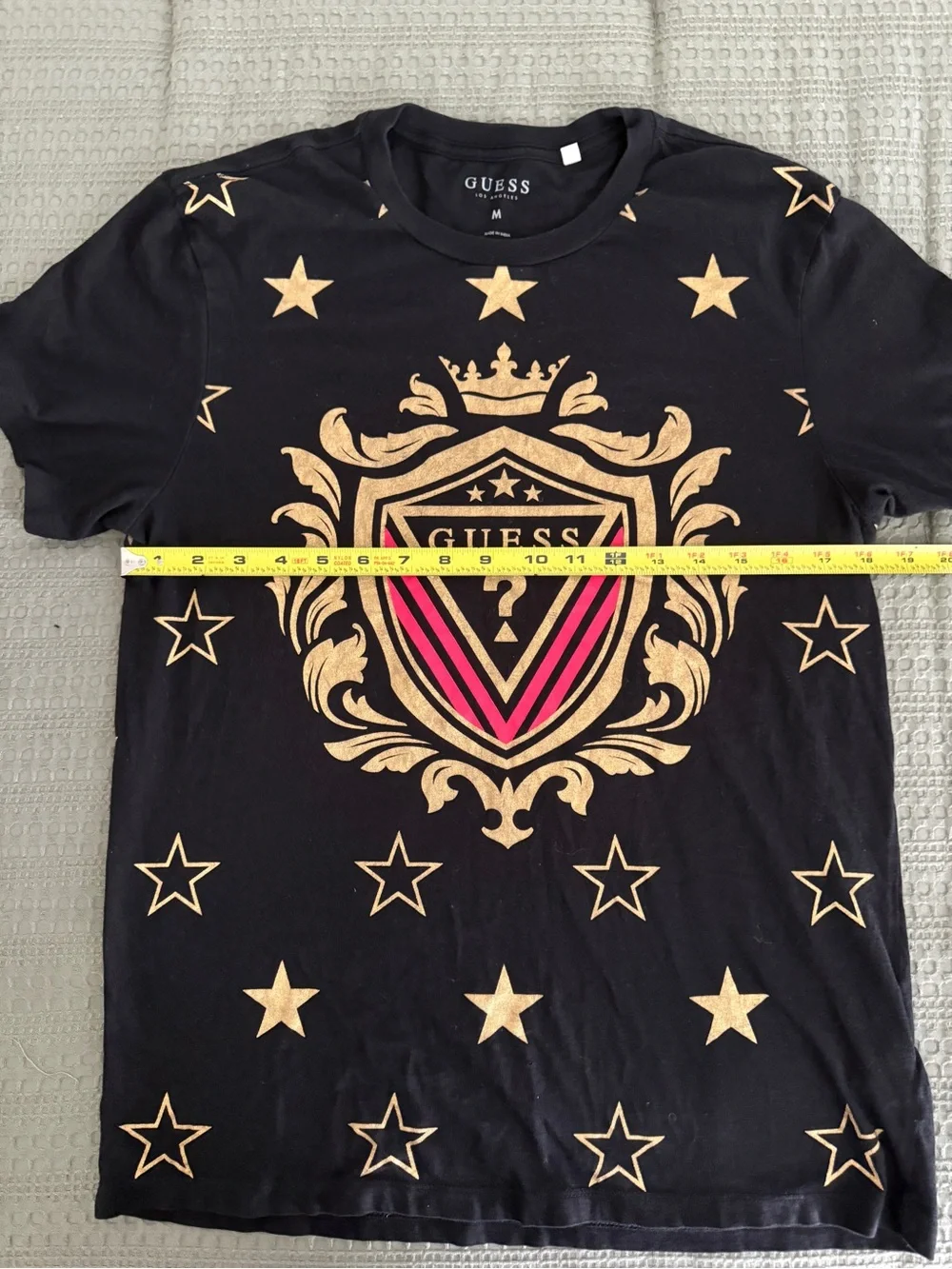 GUESS Black Tee with Gold Crest & Pink Accent - Picture 6 of 6
